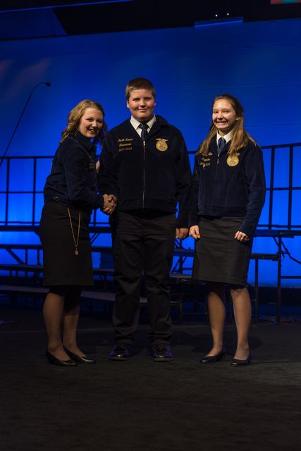 National 3 Star Chapter Jacob Keese and Sydney Allen were recognized on stage during the 90th National FFA Convention